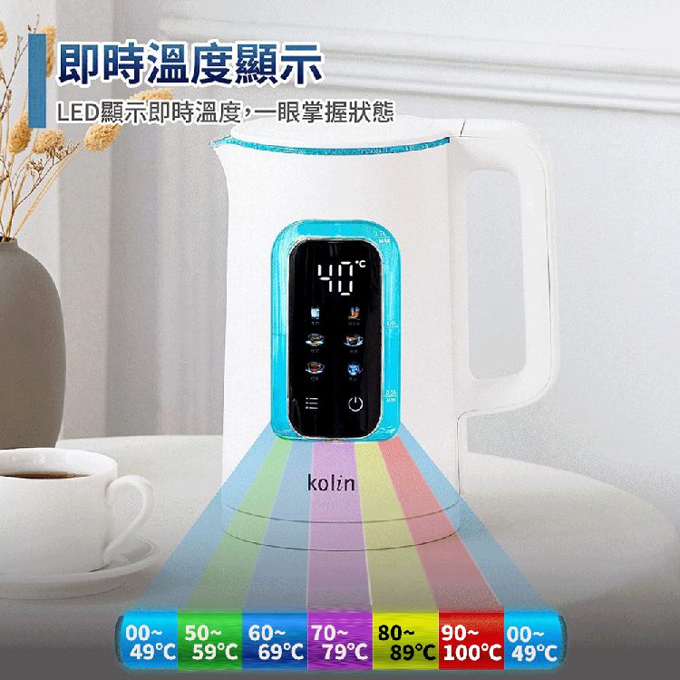 Kolin歌林 1.7公升智能溫控玻璃快煮壺 KPK-LN170G